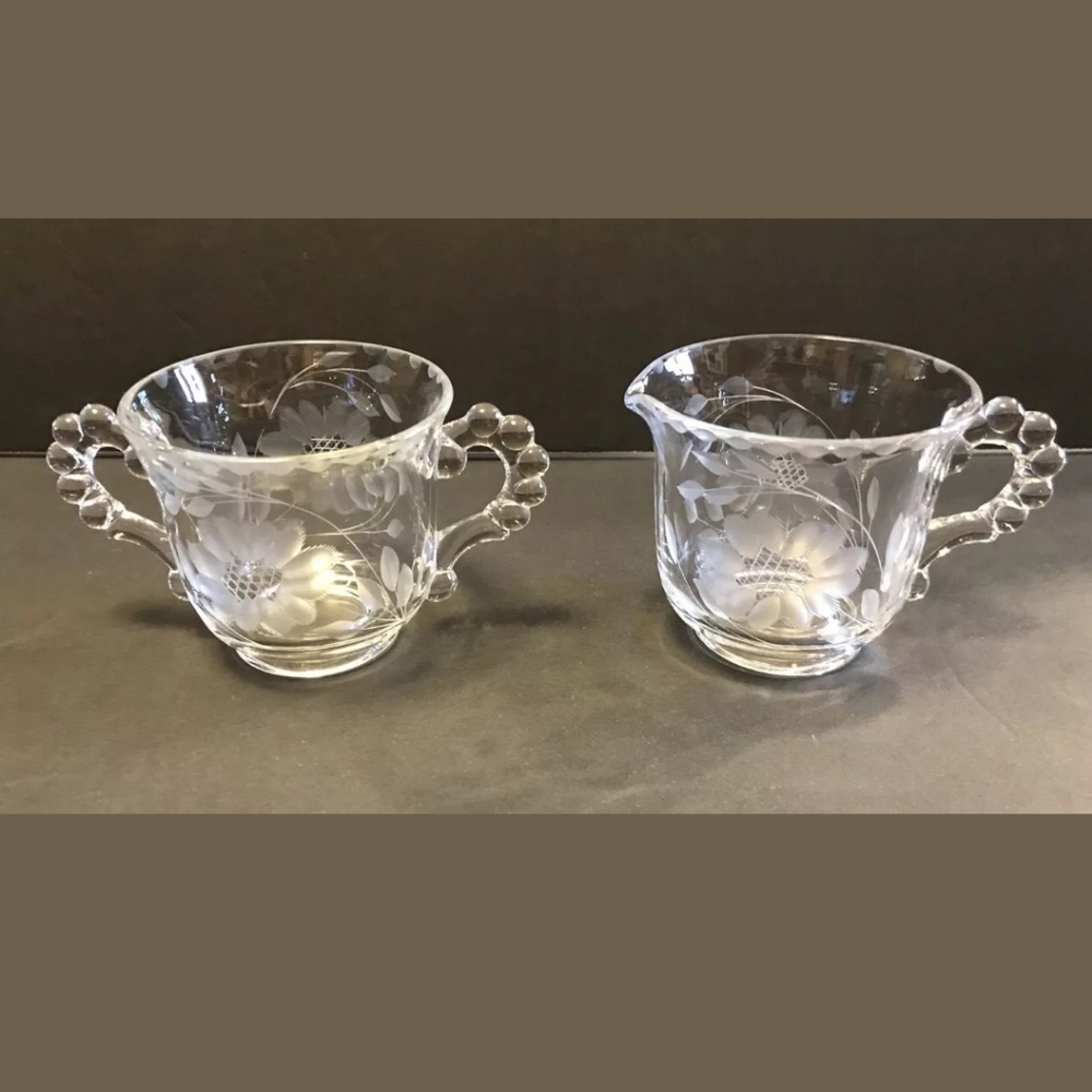 Imperial Candlewick Cornflower Cream & Sugar Dish